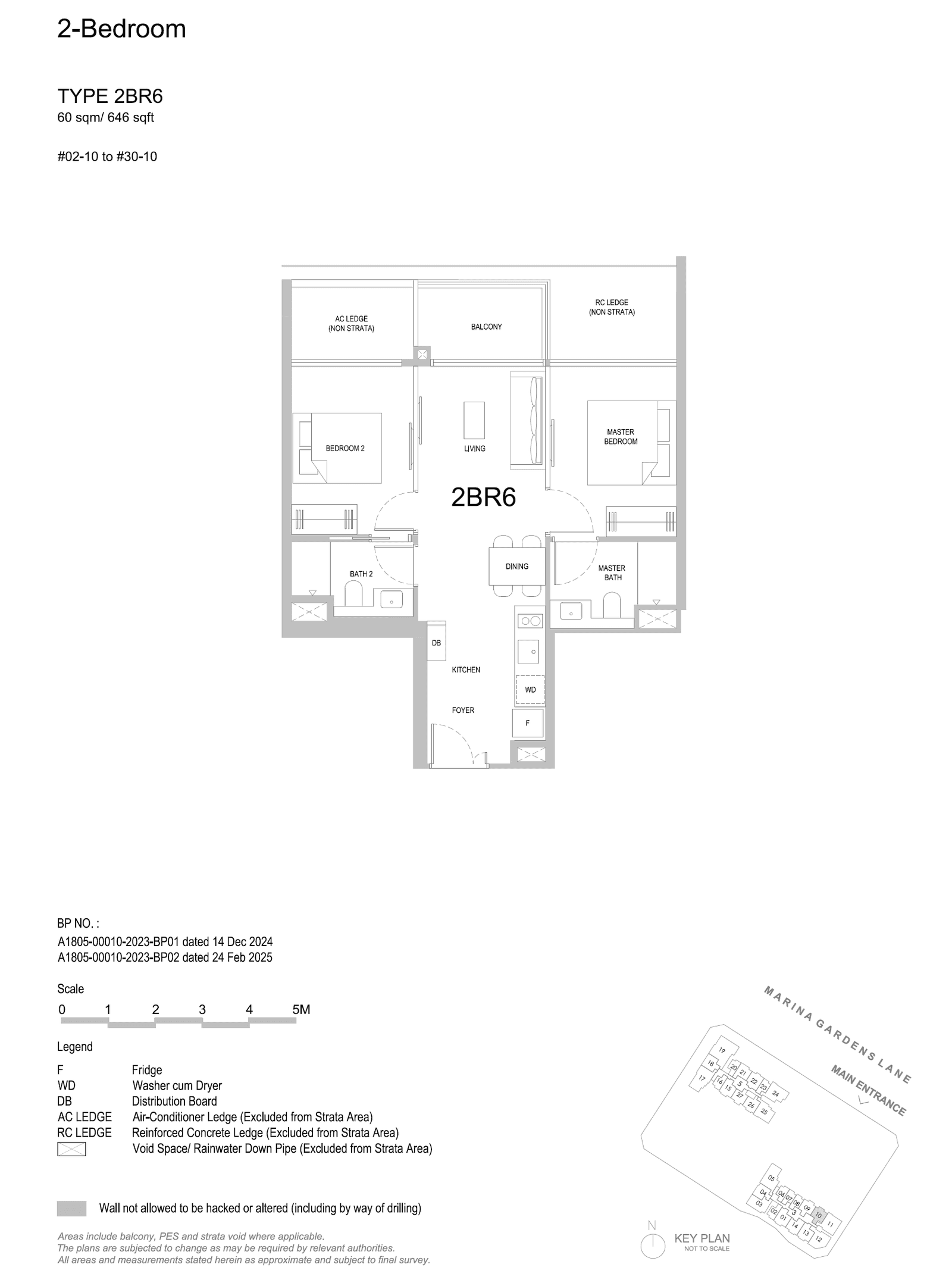 2BR6 floor plan, 646 sqft
