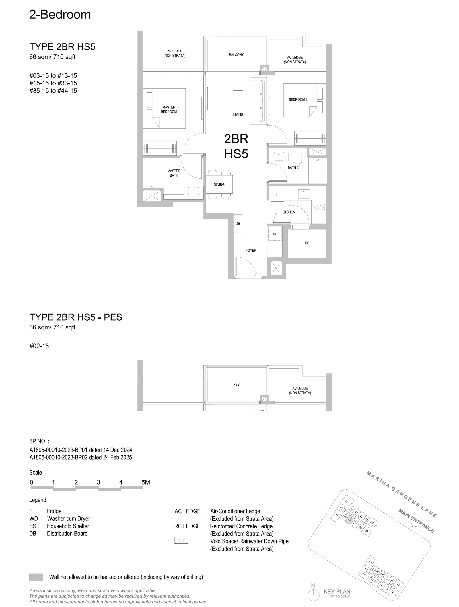 2BR HS5 floor plan, 710 sqft